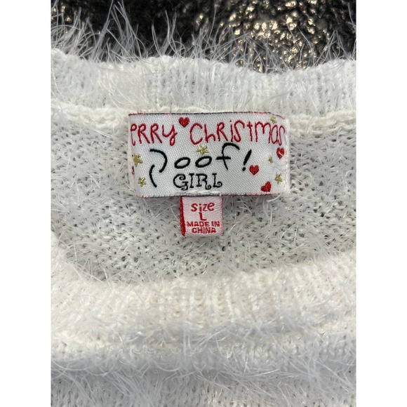 Poof! NWT. Girl Reindeer Christmas Sweater, Sz L - Picture 3 of 4